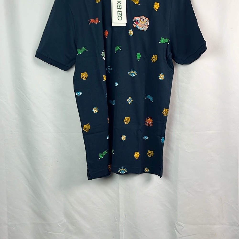 Kenzo men’s Navy Graphic Polo Shirt embroidered Tiger XXL